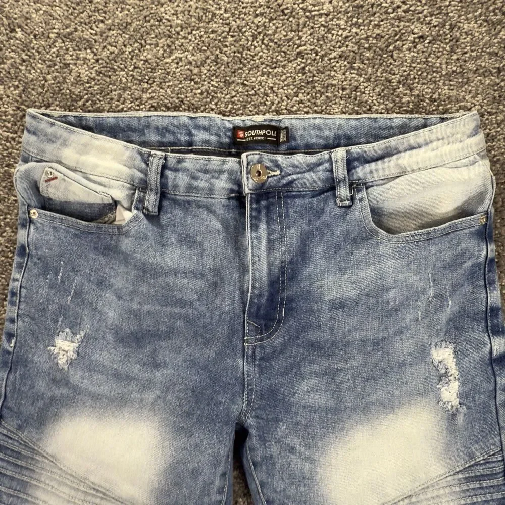 SOUTHPOLE Jeans Men's‎ 36x32 (34x31) Skinny Acid Wash Stacked Knee Distressed
